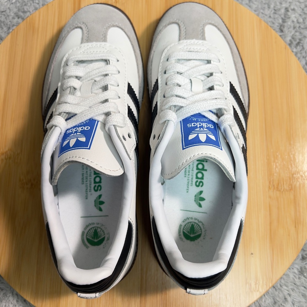Adidas Samba Vegan Men's Size 5 White Black Gum Sole FW2427 Unisex Women's 6.5 - Picture 10 of 11